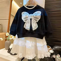 Jersey de primavera con lazo estilo dulce para niñas y niños