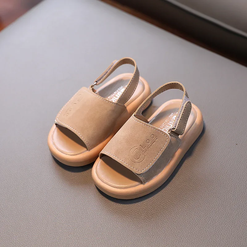 Sandalias de cuero para niñas con punta abierta y suela cómoda - imagen 3