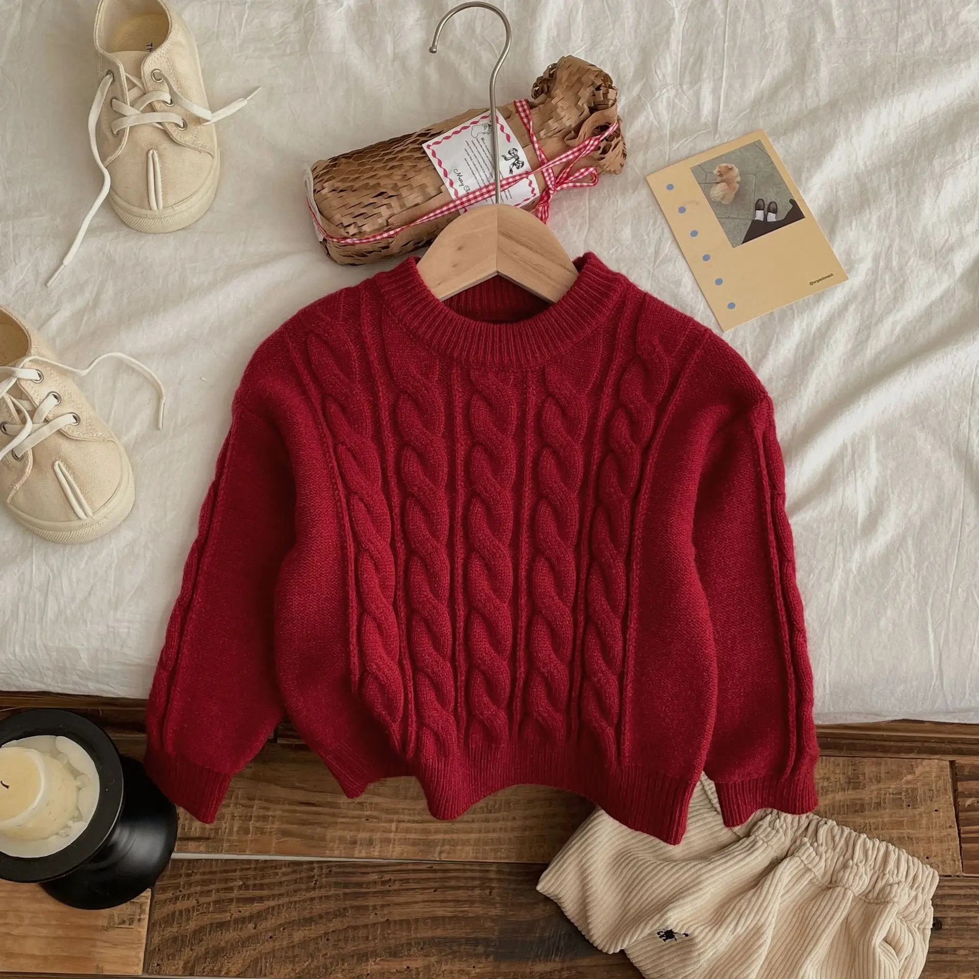 Jersey bebé de algodón grueso para otoño e invierno, cuello redondo - imagen 3