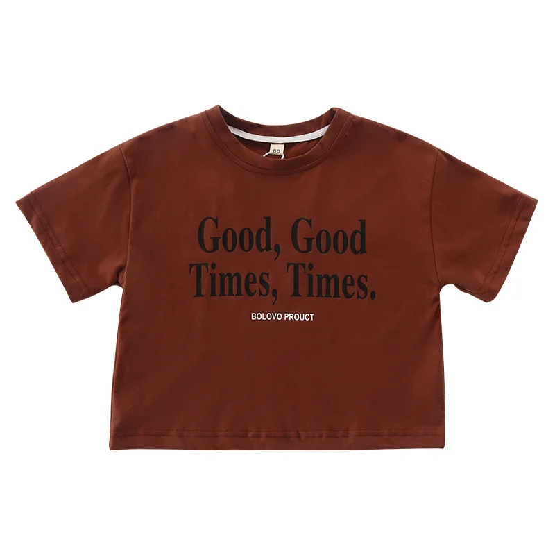 Camiseta infantil de algodón con letras – Manga corta