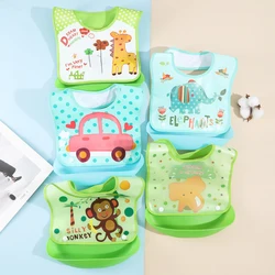 Babero impermeable en silicona suave con bolsillo para comida bebé