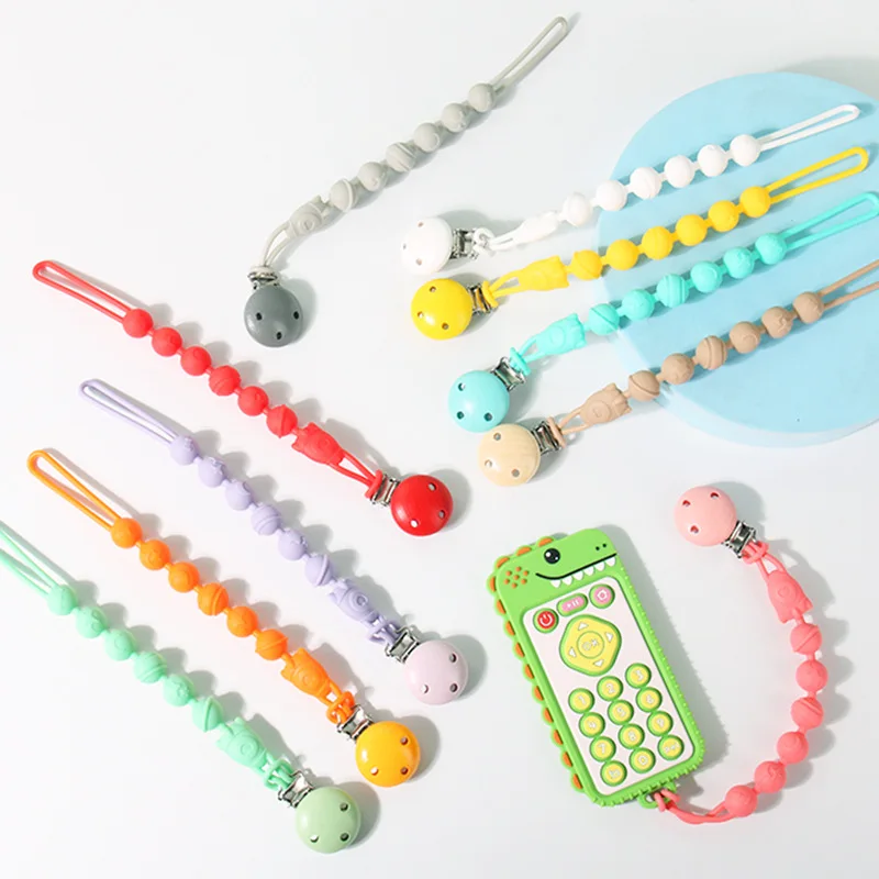 Clips para chupete antipérdida con cadena de silicona suave