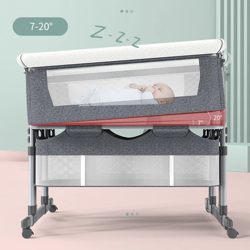 Cuna portátil plegable doble con altura ajustable para bebé - imagen 3