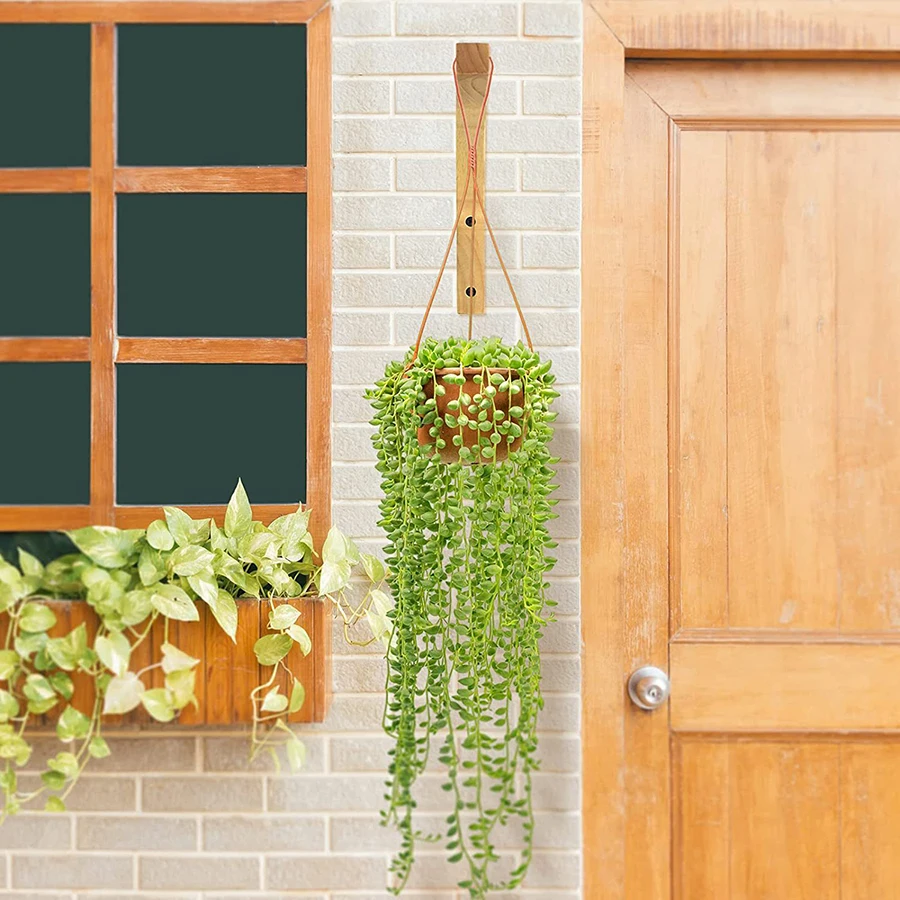 Colgador de madera para macetas - Decoración natural para balcón y jardín - imagen 3