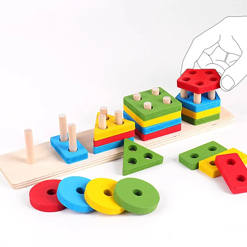Juguetes Montessori de madera: bloques educativos y rompecabezas - imagen 2