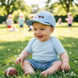 Gorra de béisbol para bebé con bordado oso y visera suave ligera