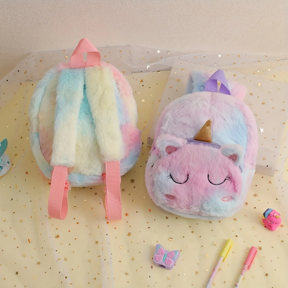 Mochila unicornio felpa - Color arcoíris para preescolar - imagen 4