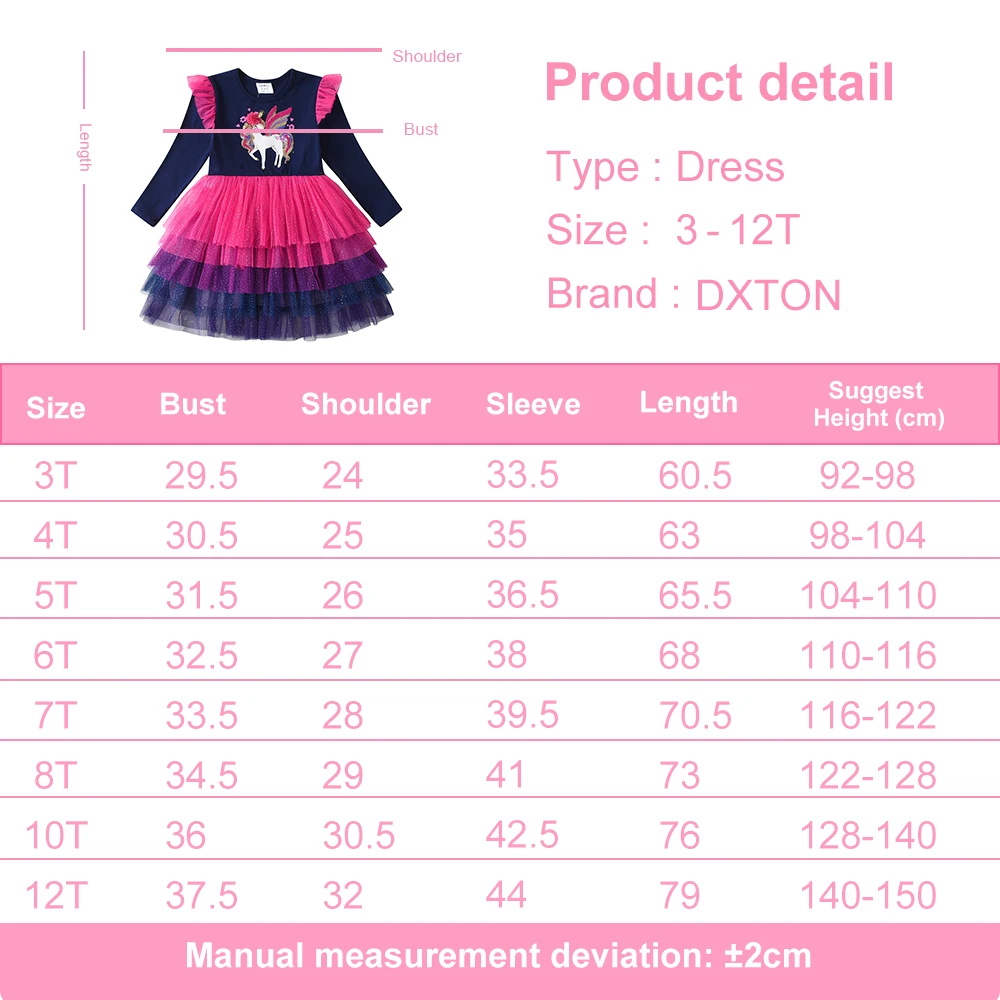 Vestido DXTON con detalle de volantes y estampado de unicornio