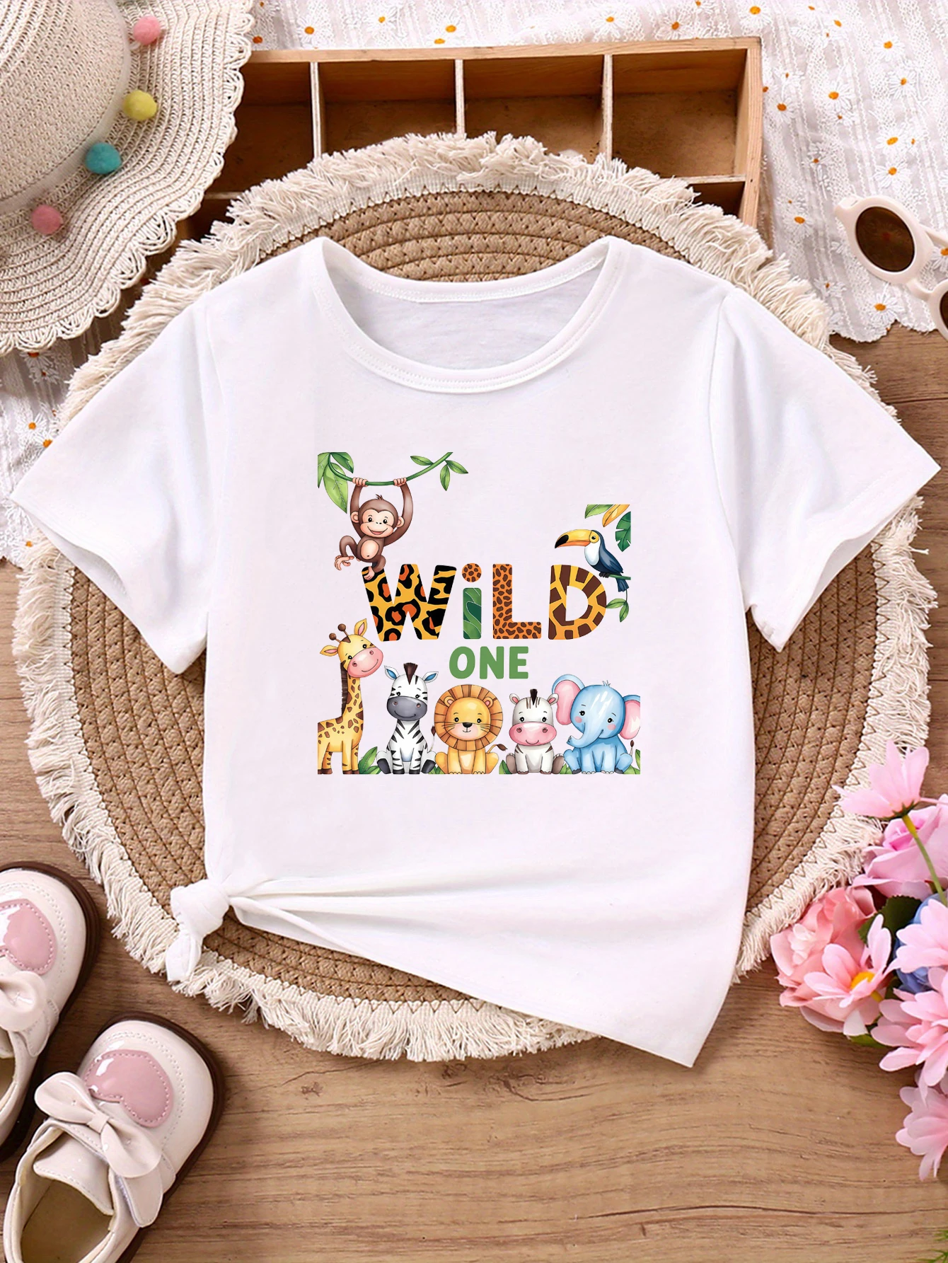 Camiseta infantil animal safari para el primer cumpleaños de niños - imagen 2