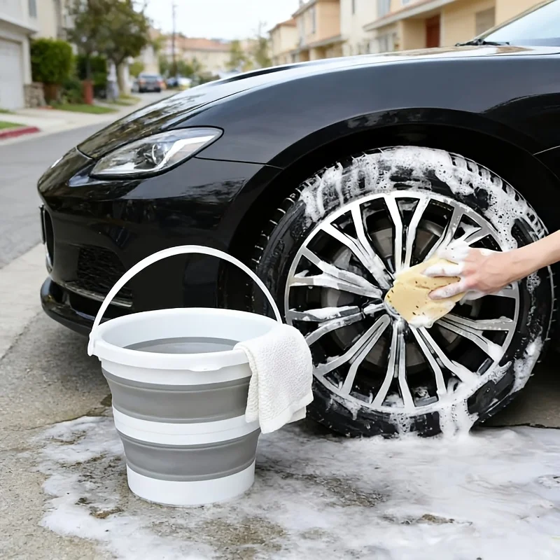 Cubo de limpieza plegable con asa resistente para coche y hogar - imagen 3