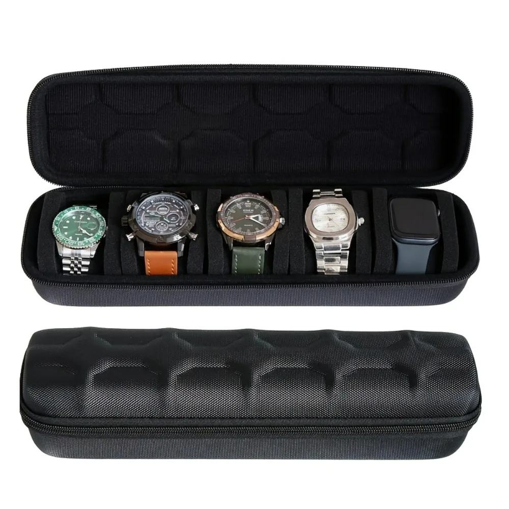 Estuche de viaje rígido para reloj con ranuras de almacenamiento