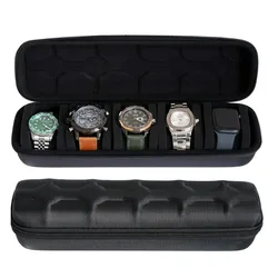 Estuche de viaje rígido para reloj con ranuras de almacenamiento