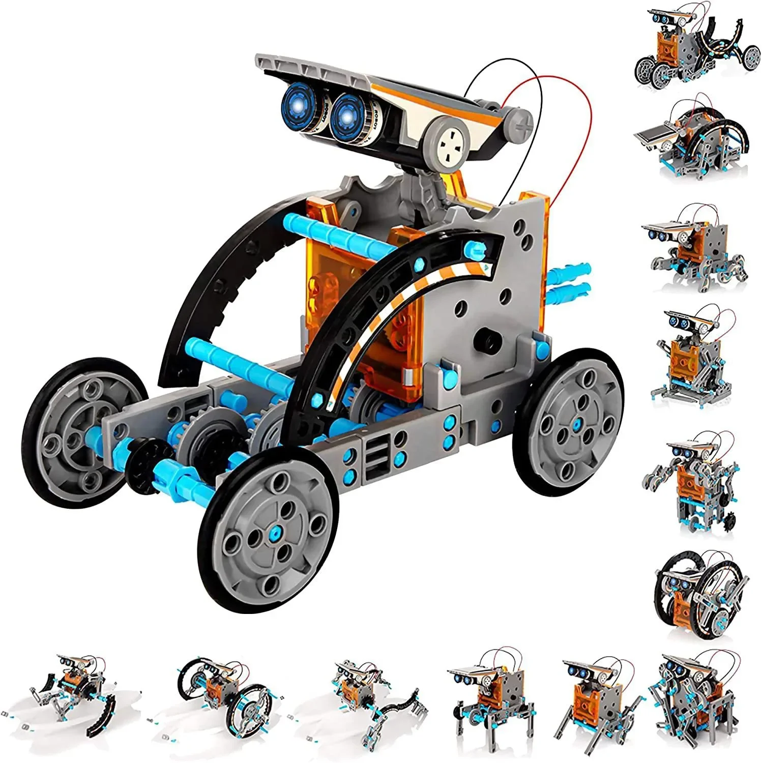 Kit de robot solar 13 en 1 con piezas esparcidas