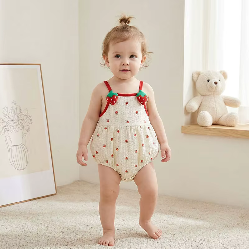 Body verano bebé niña mono una pieza fresas transpirable - imagen 3