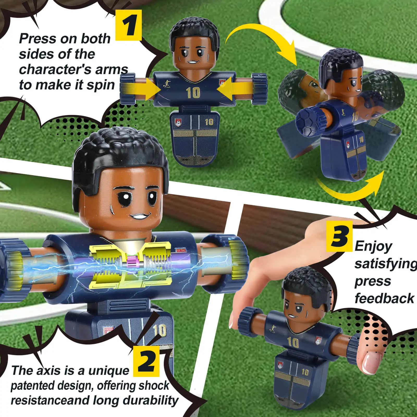 Futbolín de mesa antiestrés con jugadores giratorios para niños - imagen 4