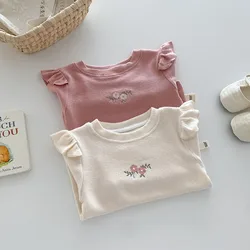 Camiseta bordada manga campana para niña – Algodón suave