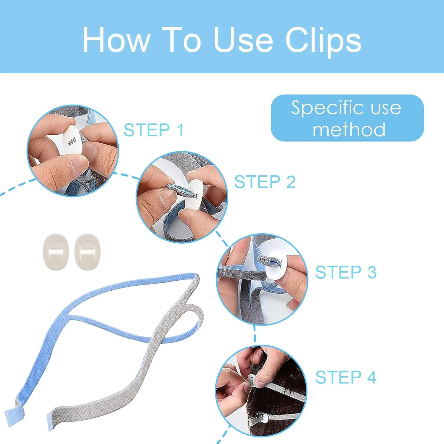 Arnés CPAP repuesto AirFit P10 con correas ajustables y clips - imagen 4