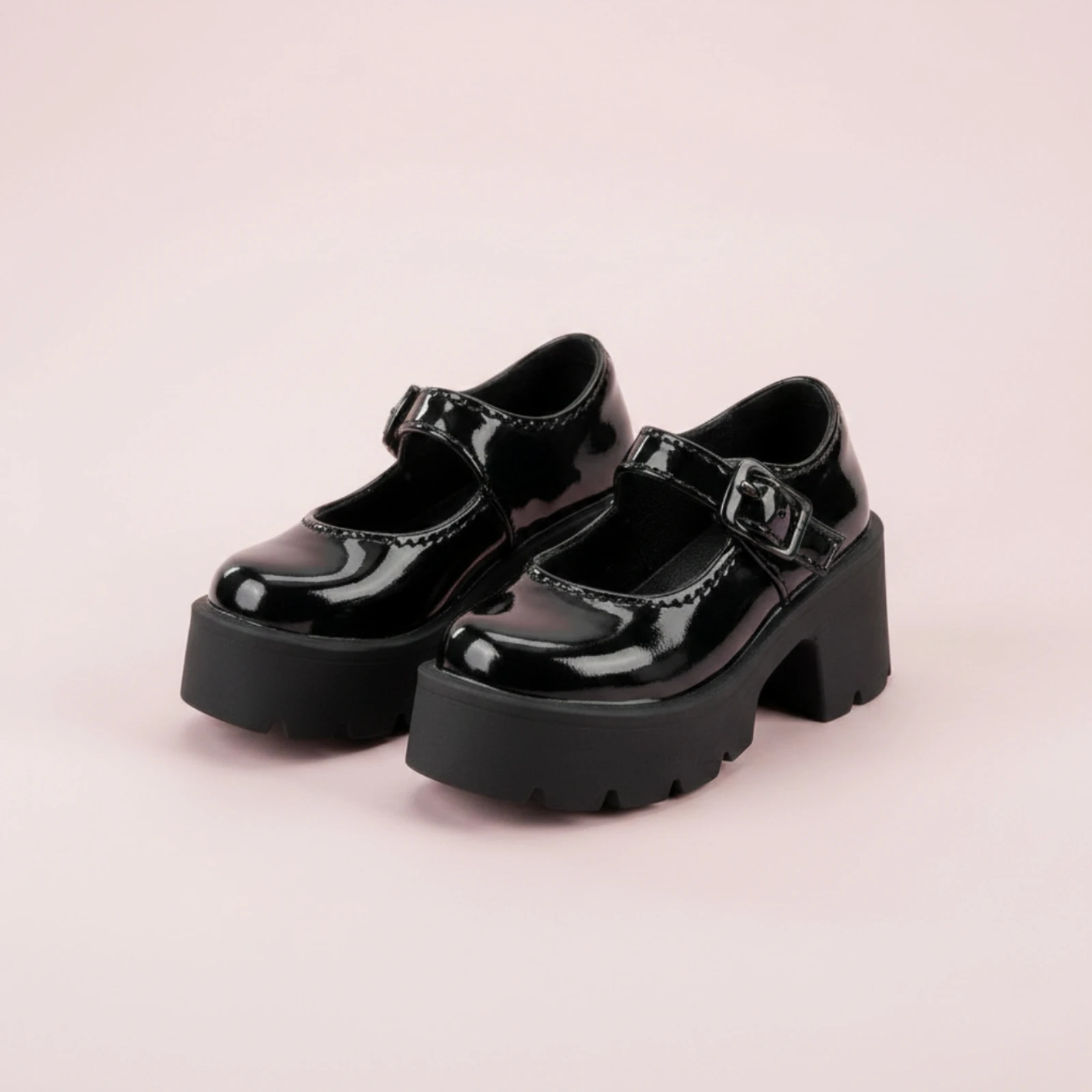 Zapatos escolares JK con tacón grueso, plataforma y correa hebilla - imagen 3