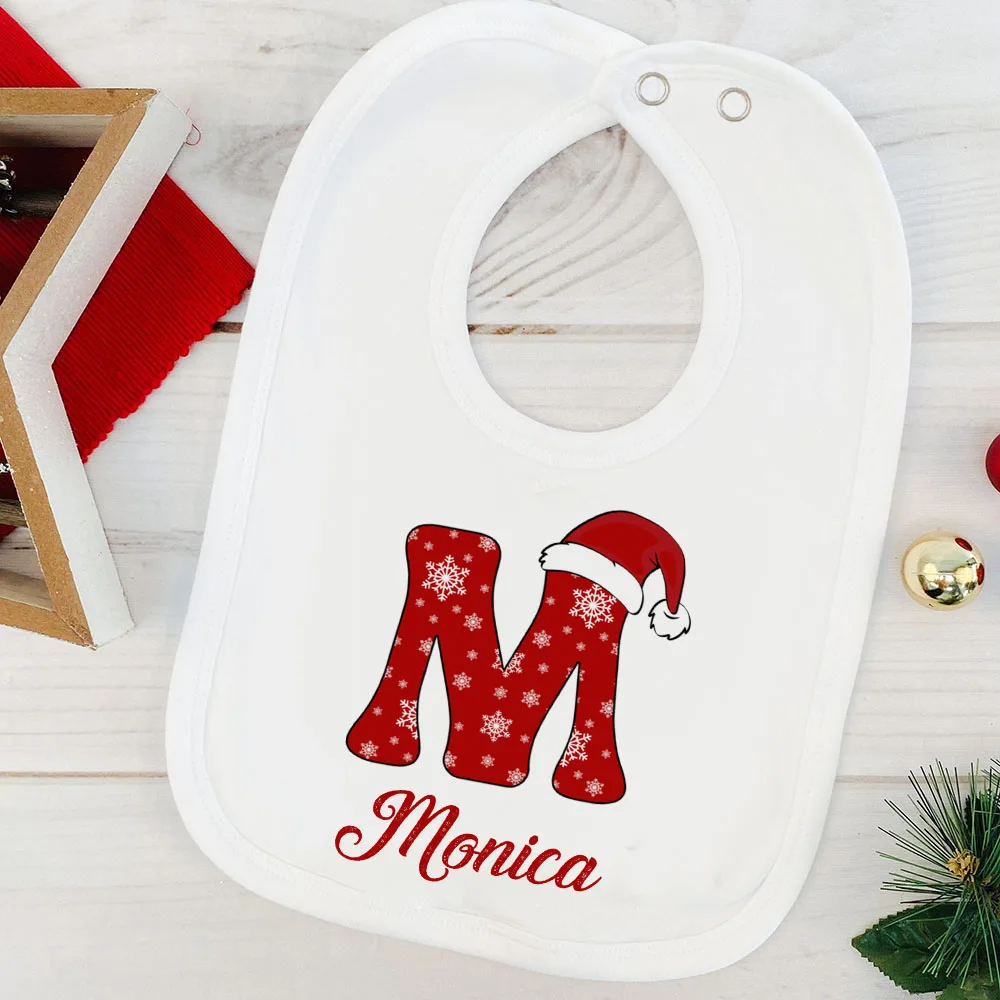 Babero personalizado navideño con nombre – Algodón suave bebé - imagen 3