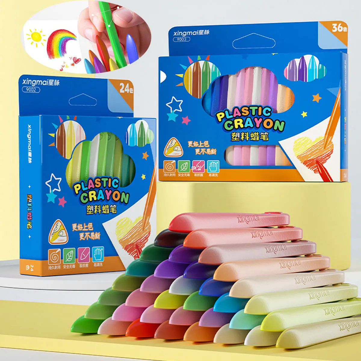 Crayones lavables y borrables de colores para niños