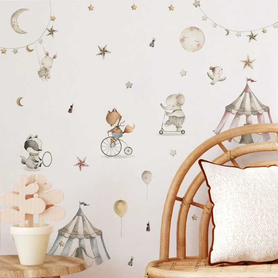 Pegatinas en pared de circo con animales extraíbles para habitación - imagen 5