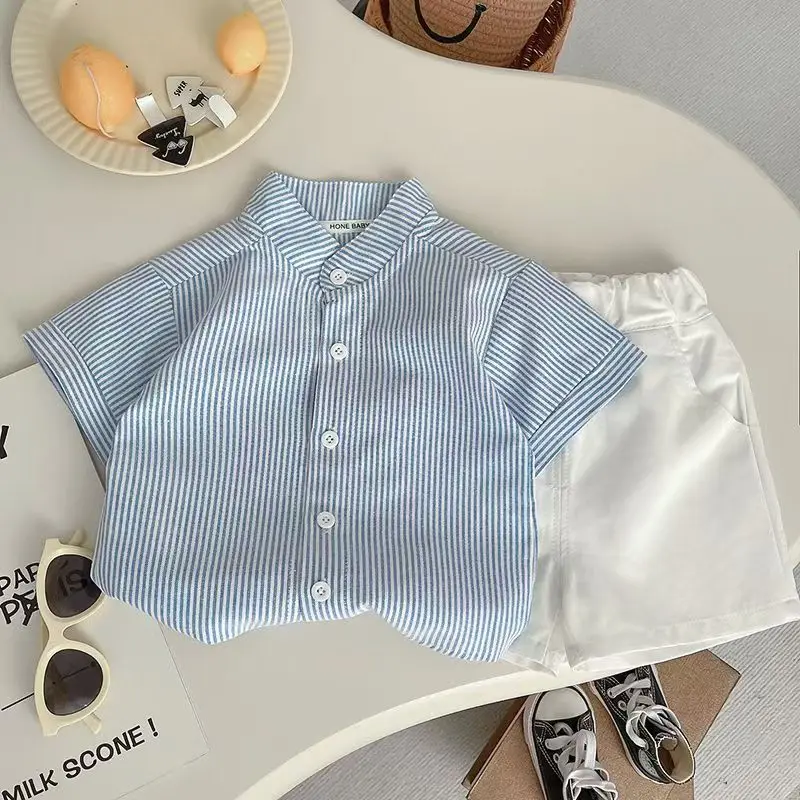 Conjunto de verano para bebé: camisa a rayas y pantalón corto - imagen 4