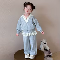 Conjunto de niña otoño: sudadera con capucha y encaje