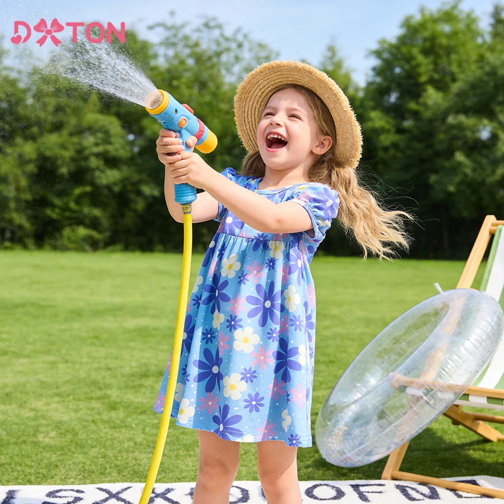DXTON vestido niña manga corta estampado floral de verano - imagen 2