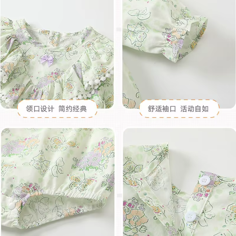 Pelele de algodón para recién nacida con flores y cinta pelo - imagen 3