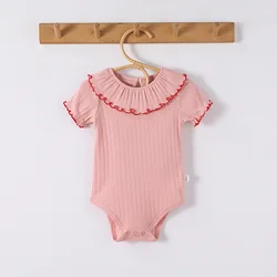 Body triangular de verano para bebé niña en algodón puro con volantes