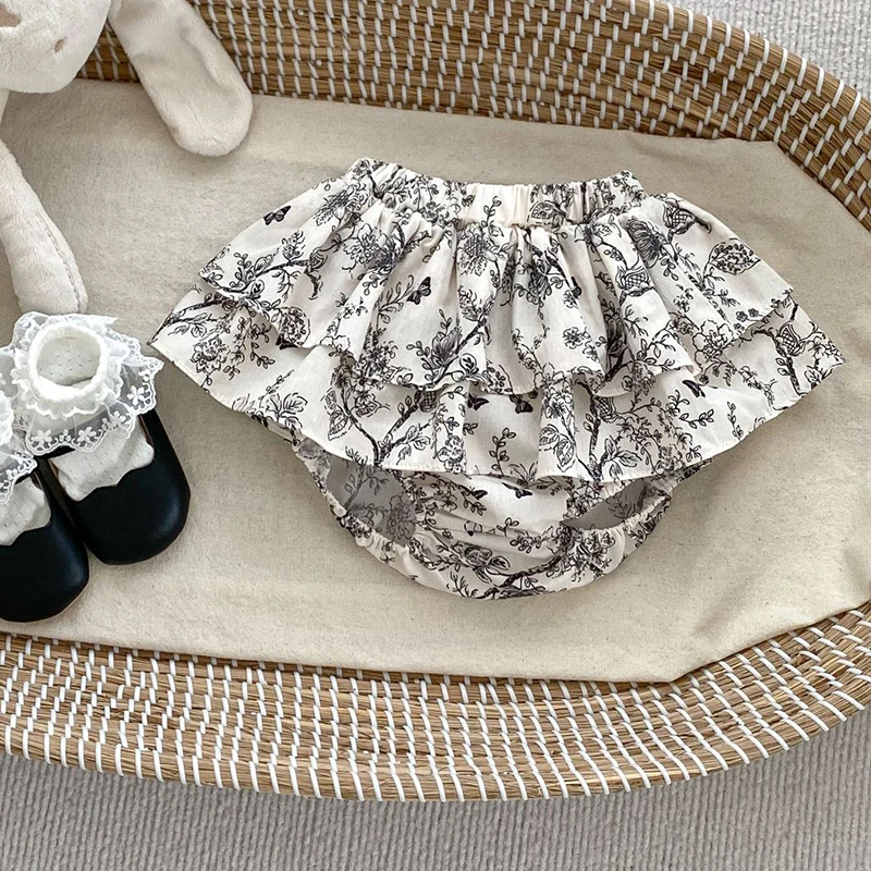 Falda tutú floral para niña – Rosa y negra, algodón - imagen 4