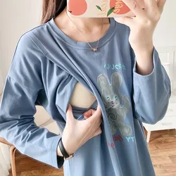 Camiseta de maternidad con estampado de conejo y oso – Suave y holgada