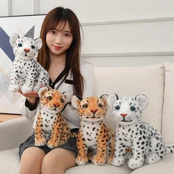 Peluche leopardo blanco sentado realista, decoración y regalo