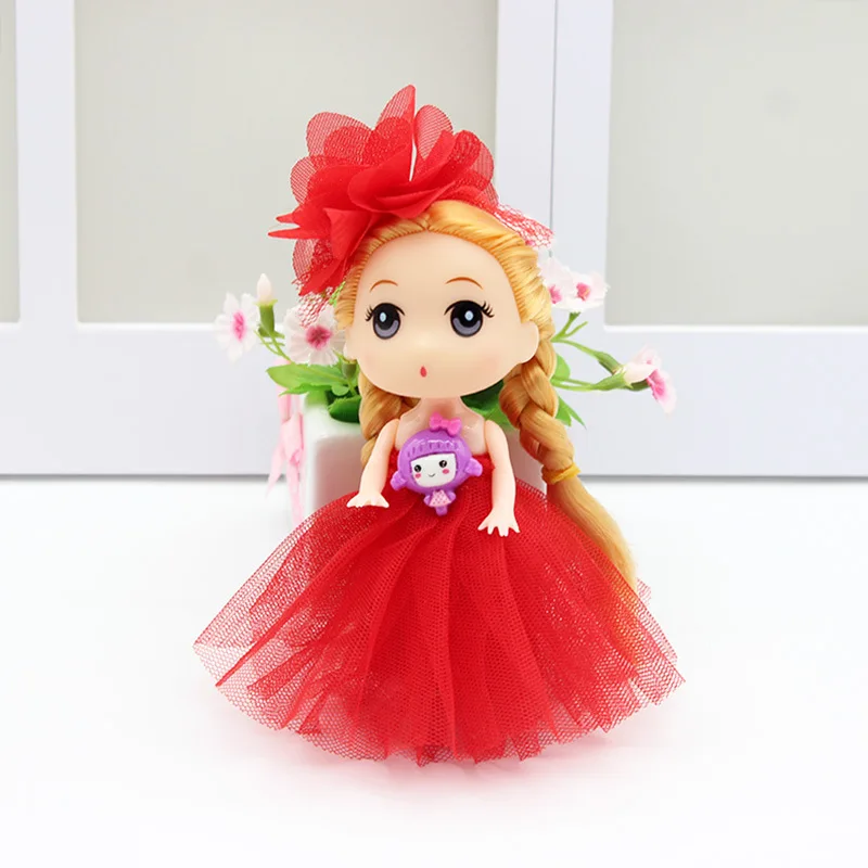 Muñeca princesa mini con vestido suave de novia encaje y lazo