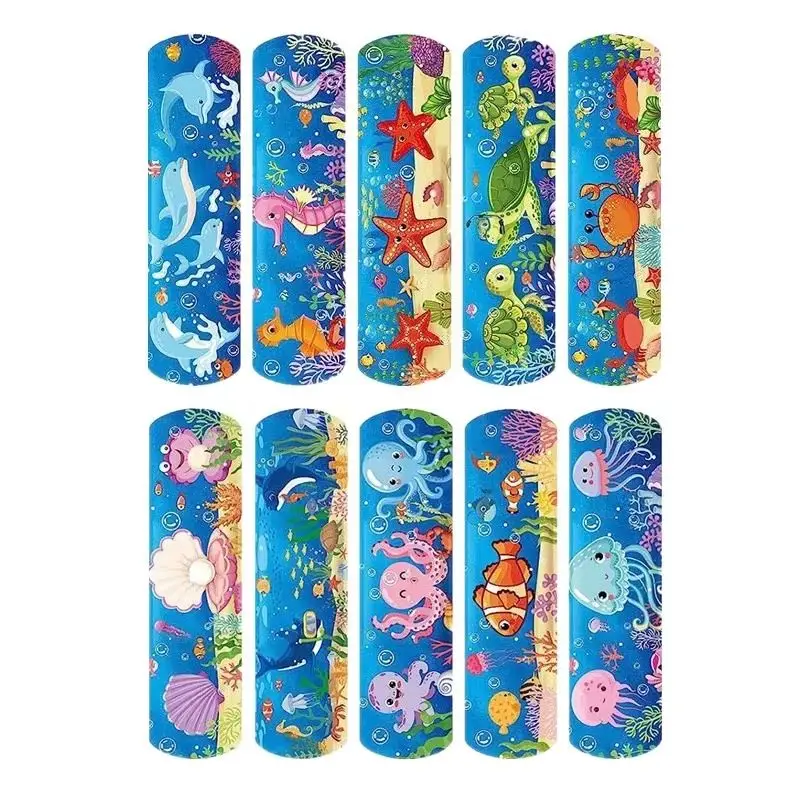 Tiritas infantiles adhesivas con motivo marino de peces kawaii