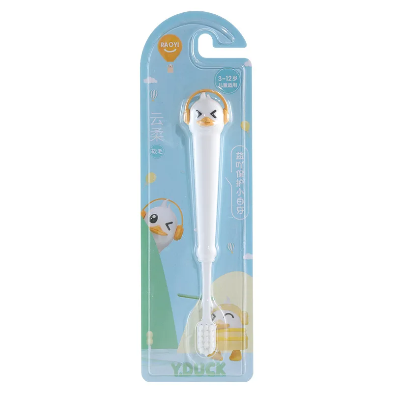 Cepillo de dientes infantil de cerdas suaves – Mango de silicona con dibujos animados