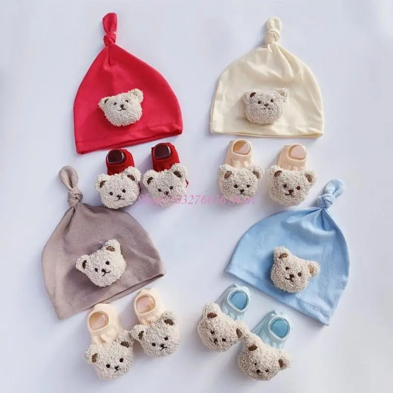 Gorro y calcetines para recién nacido – Oso de peluche suave - imagen 4