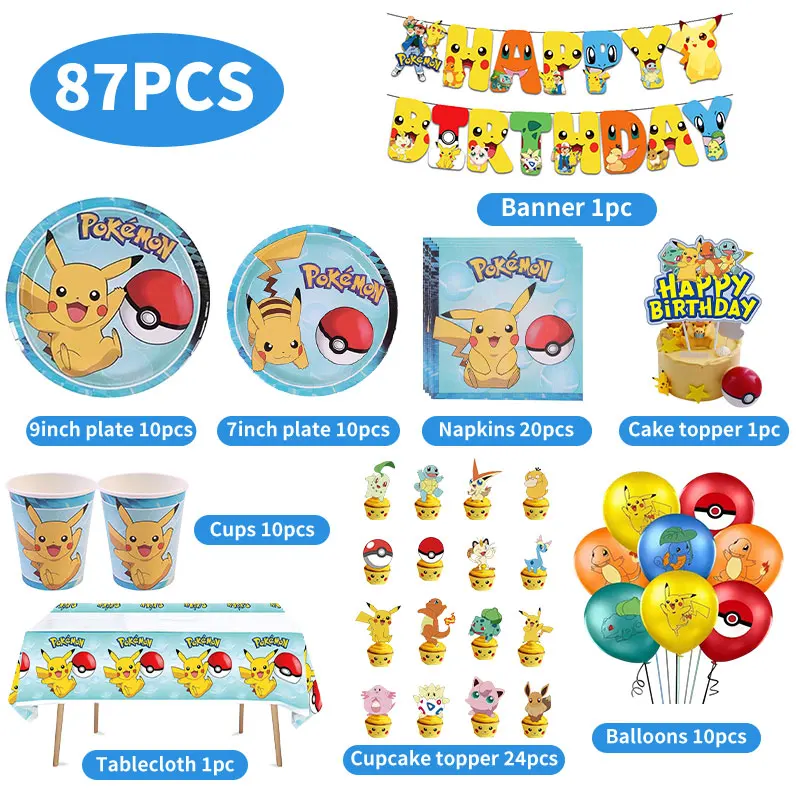 Decoración de cumpleaños Pokémon Pikachu para mesa festiva - imagen 5