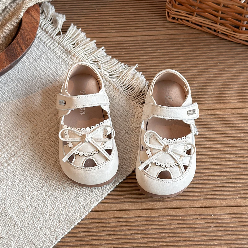 Sandalias antideslizantes de verano para niñas con encaje y lazo