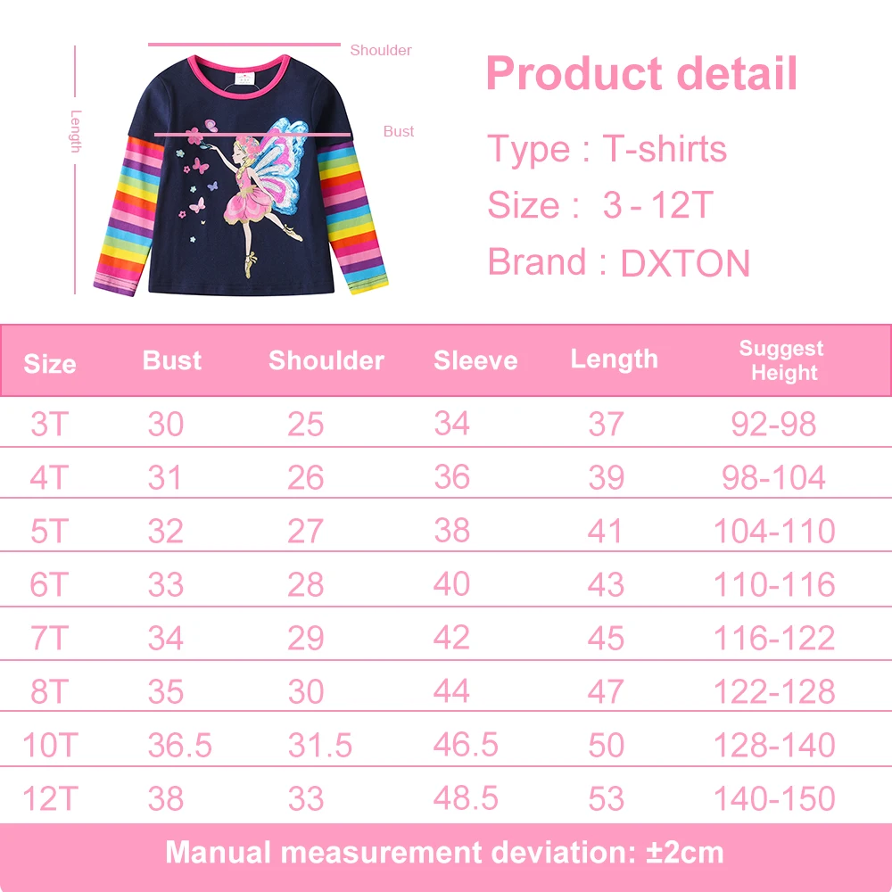 DXTON camiseta de manga larga para niña con estampado mariposa - imagen 5