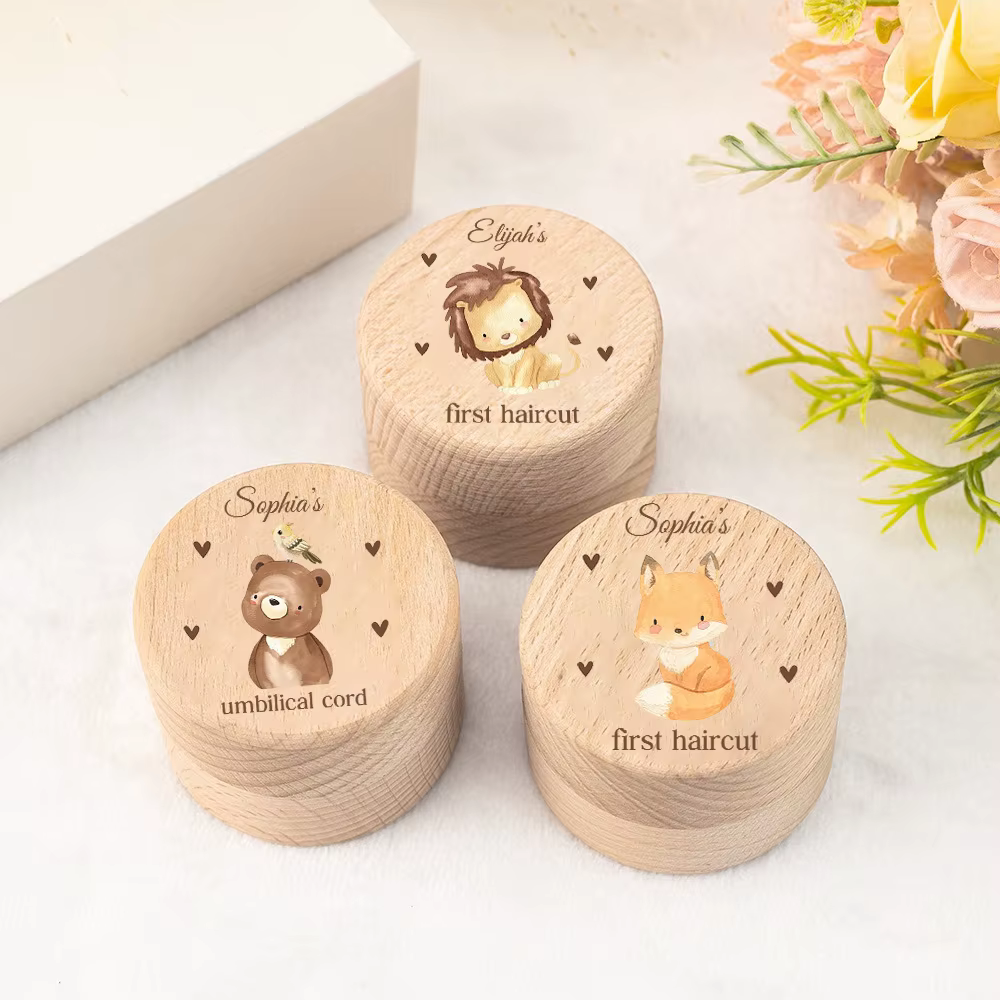 Caja de recuerdo del cordón umbilical personalizada con nombre - imagen 5