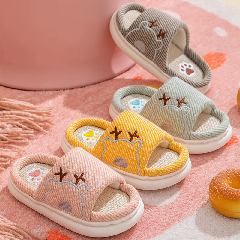 Zapatillas de lino y algodón antideslizantes para bebé