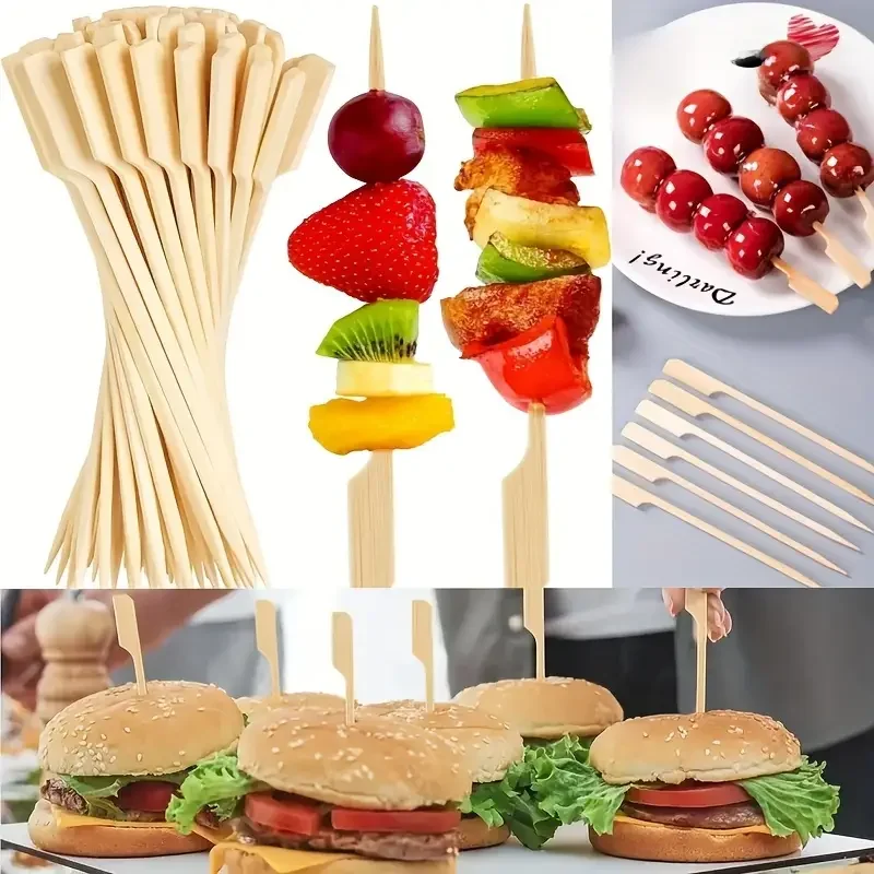 Brochetas de bambú natural para barbacoa – Pinchos desechables - imagen 4