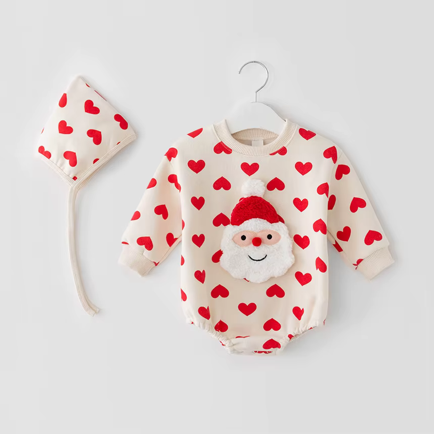 Milangel Body navideño de Papá Noel para bebé con gorro - imagen 5