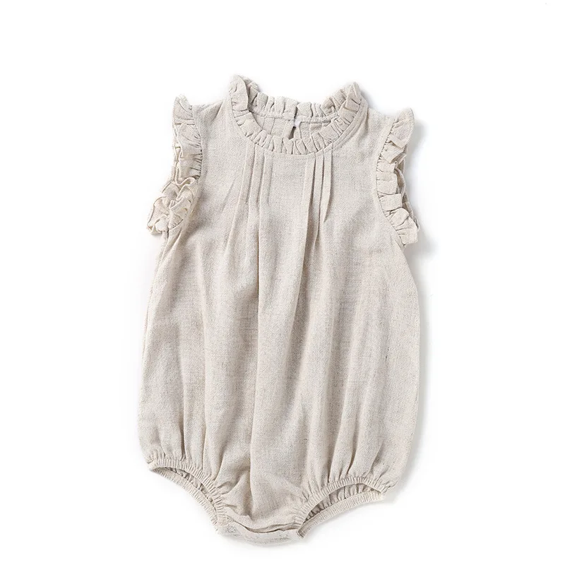 MILANCEL Mono de verano sin mangas para niñas – Lino transpirable - imagen 2