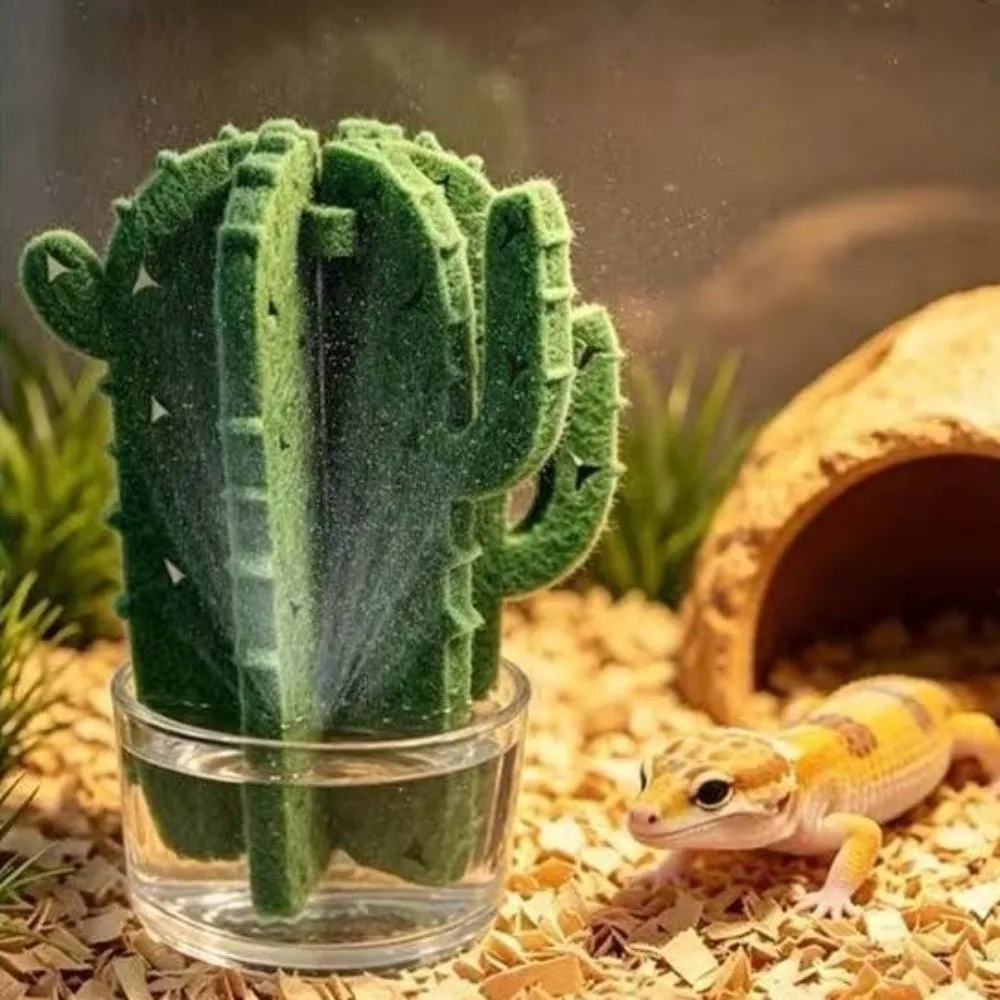 Humidificador para reptiles con diseño de cactus decorativo - imagen 4