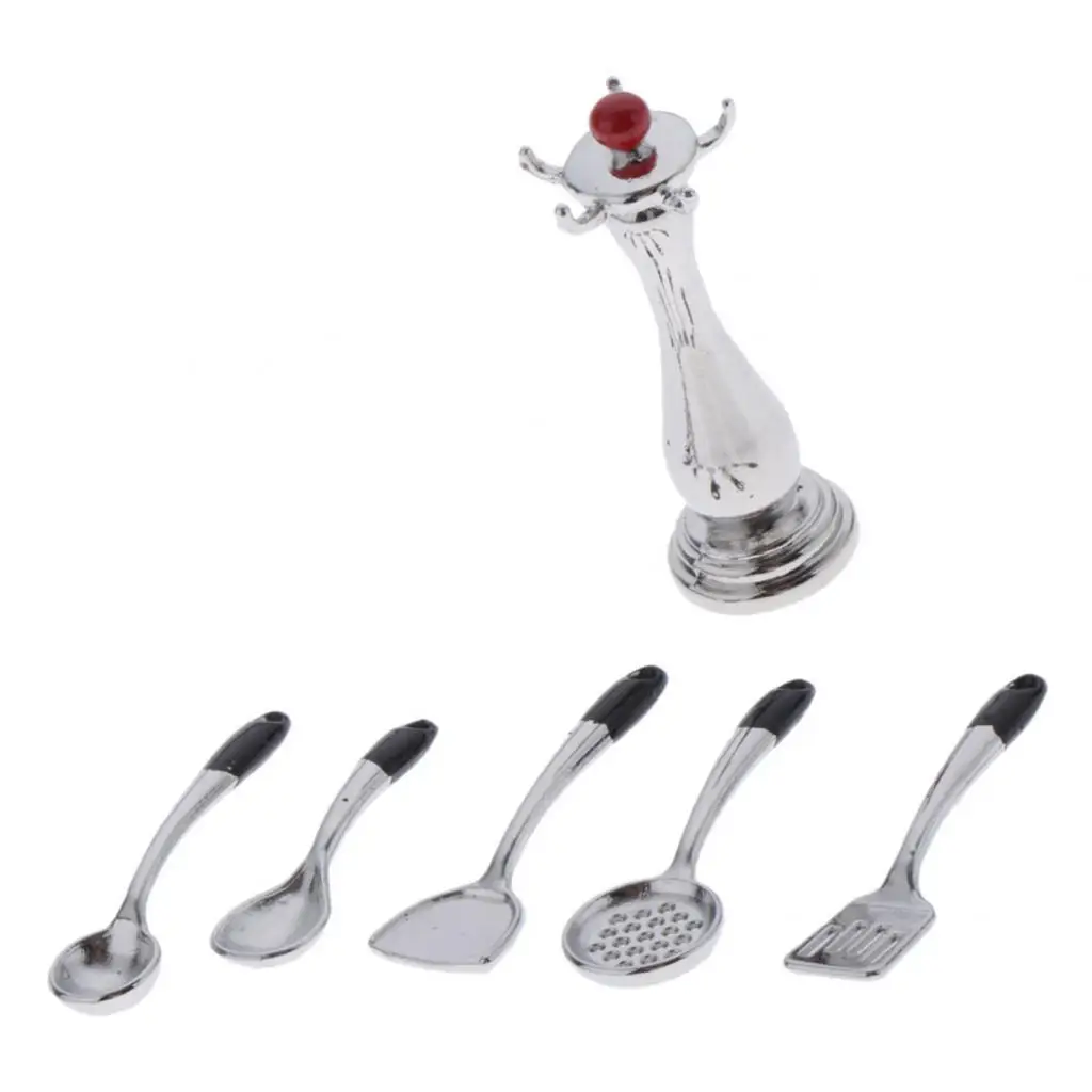 Utensilios de cocina en miniatura de metal para casa de muñecas - imagen 2