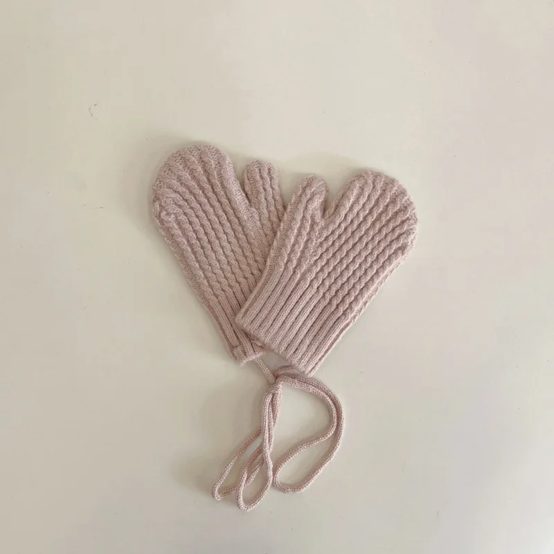 Manoplas de lana para niños con correa tejida en color liso y suaves - imagen 5