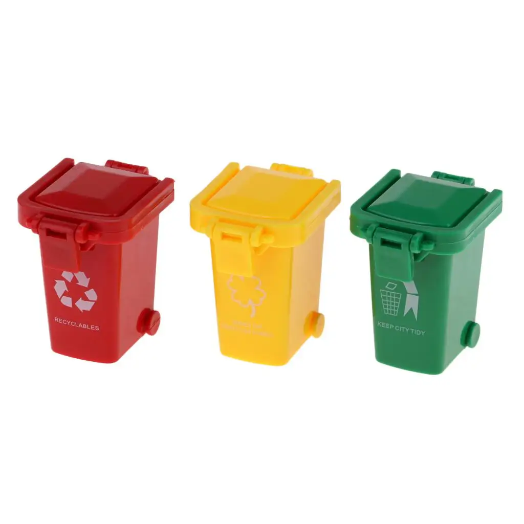 Mini botes de basura de plástico didácticos para casa de muñecas - imagen 4