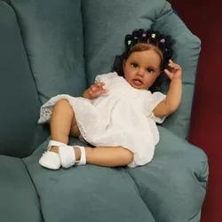 Muñeca reborn NPK de piel 3D marrón oscuro, tacto suave realista
